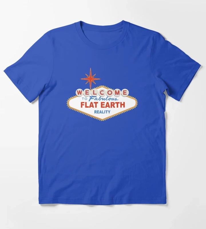 Welcome to Flat Earth T-Shirt Blue