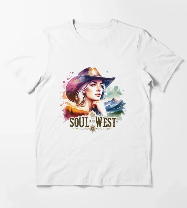 Western Cowgirl Design Apparel Mugs Stickers More T-Shirt White