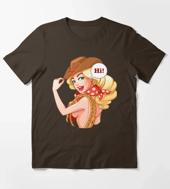 Western Cowgirl Hats T-Shirt Brown