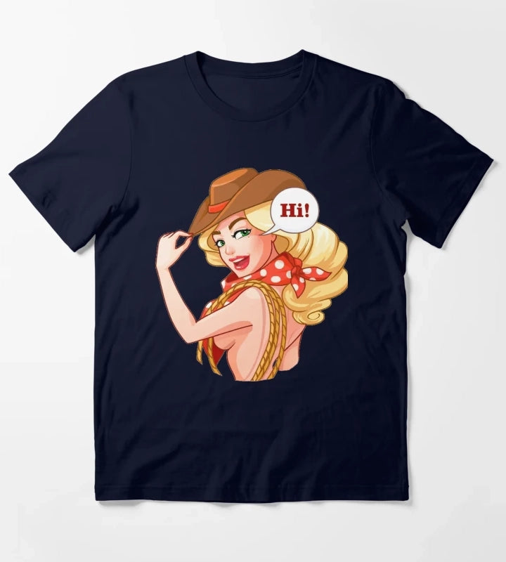 Western Cowgirl Hats T-Shirt Navy