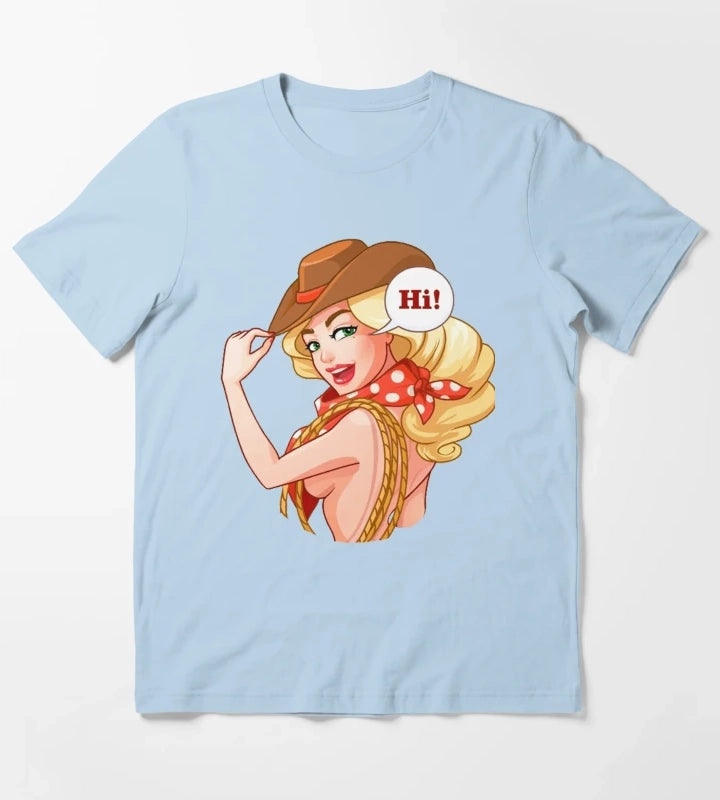 Western Cowgirl Hats T-Shirt Sky Blue