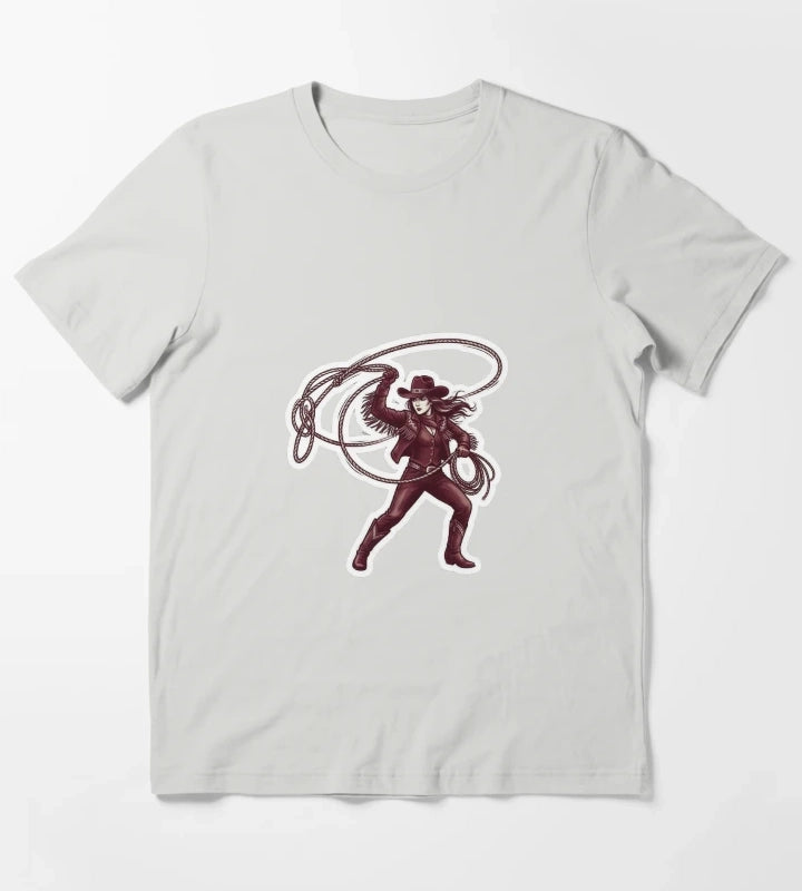 Western Cowgirl Rodeo Sticker T-Shirt Light Grey