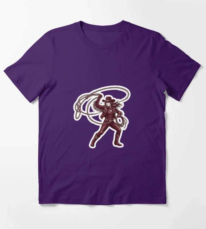 Western Cowgirl Rodeo Sticker T-Shirt Purple