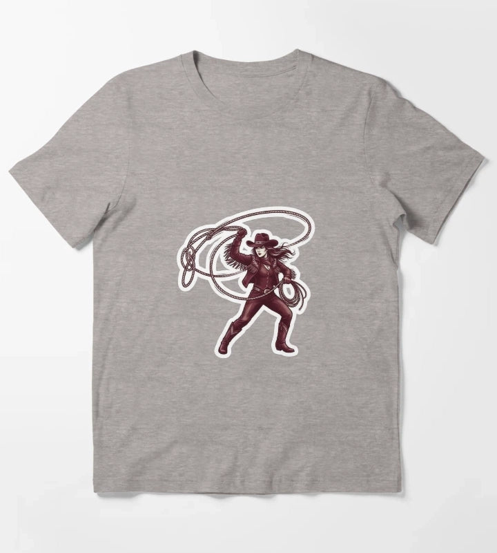Western Cowgirl Rodeo Sticker T-Shirt Heather Grey
