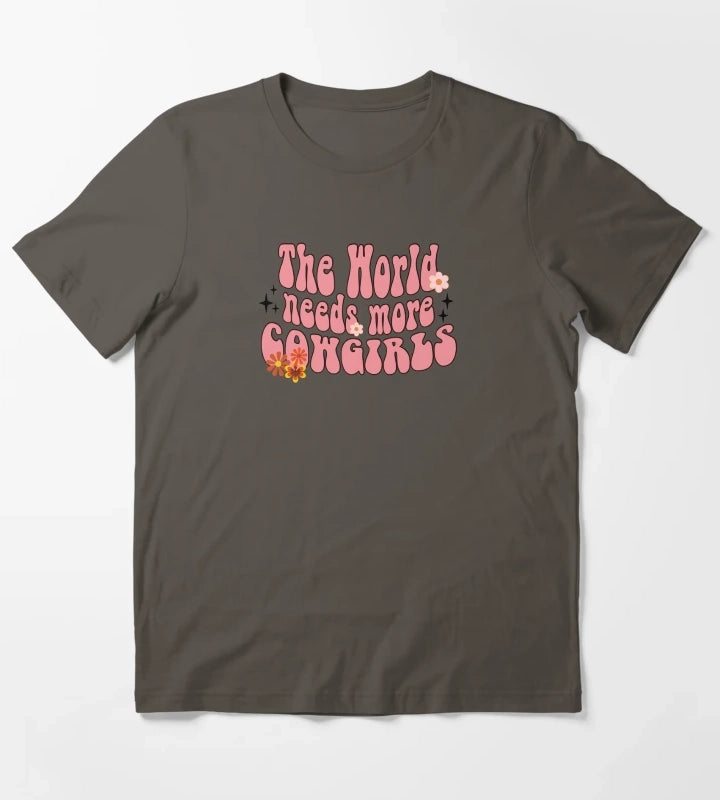 Western Retro The World Needs More Cowgirls In Pinks T-Shirt Dark Grey