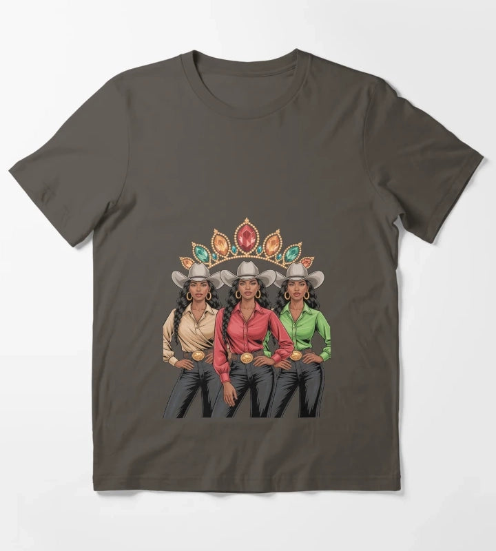 Western Rodeo Texas Black History Black Cowgirls Line Dance T-Shirt Dark Grey
