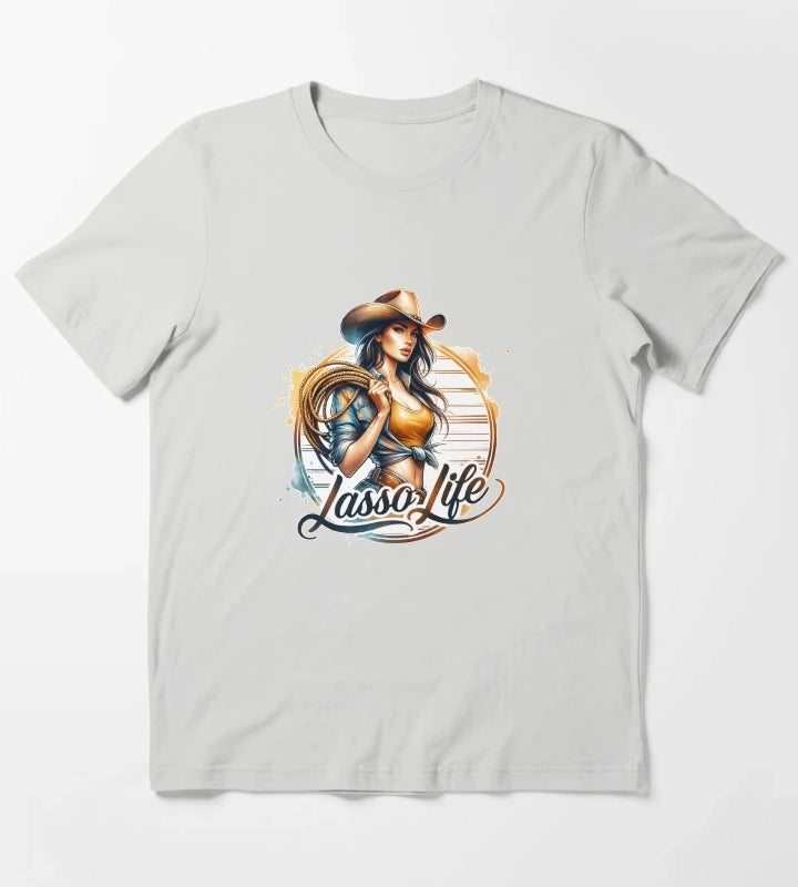 Western Spirit Cowgirl Design Tshirt Mugs Stickers More T-Shirt Light Grey