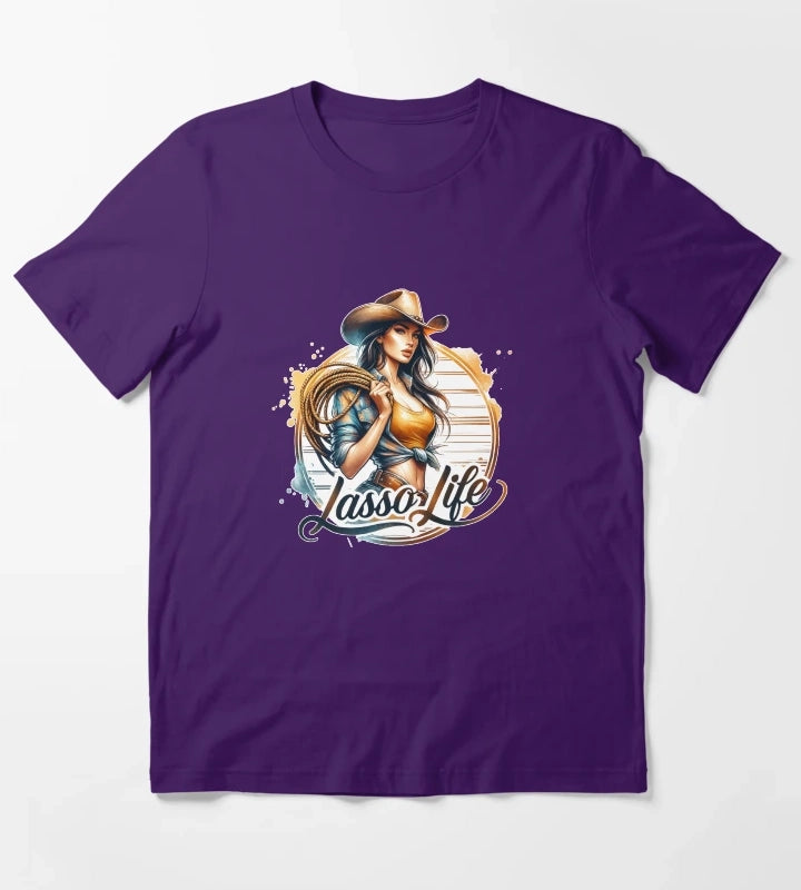 Western Spirit Cowgirl Design Tshirt Mugs Stickers More T-Shirt Purple