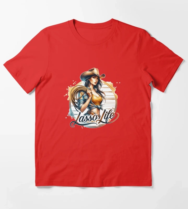 Western Spirit Cowgirl Design Tshirt Mugs Stickers More T-Shirt Red