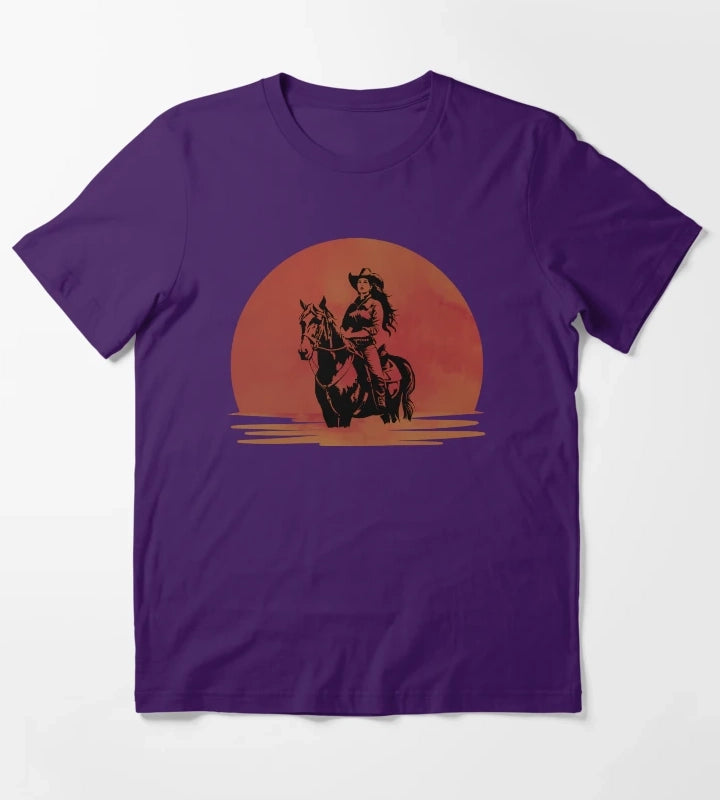 Western Sunset Cowgirl T-Shirt Purple
