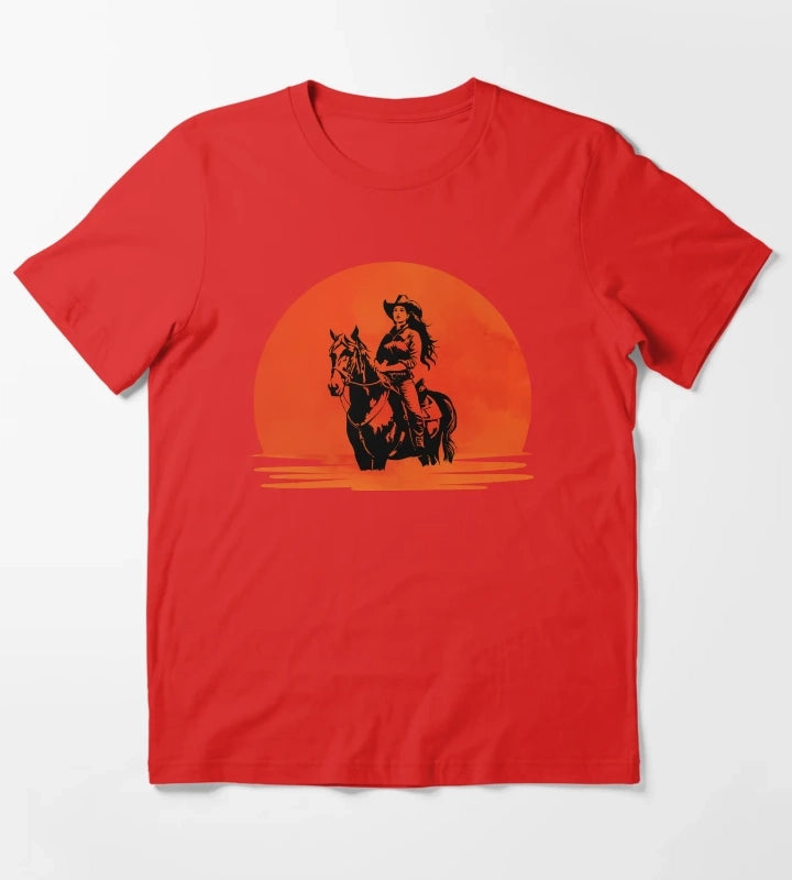 Western Sunset Cowgirl T-Shirt Red