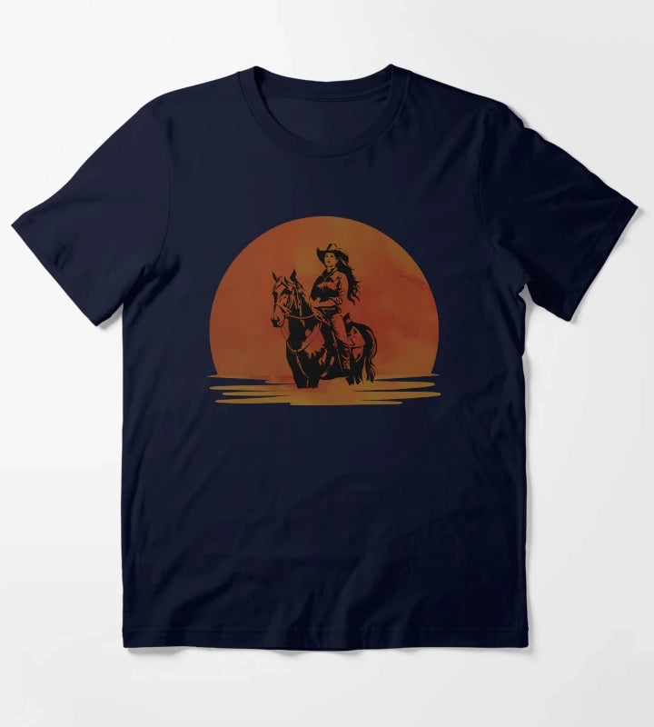Western Sunset Cowgirl T-Shirt Navy