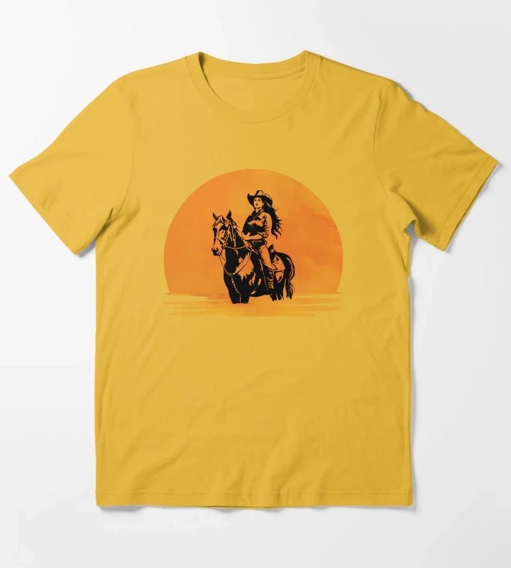 Western Sunset Cowgirl T-Shirt Yellow