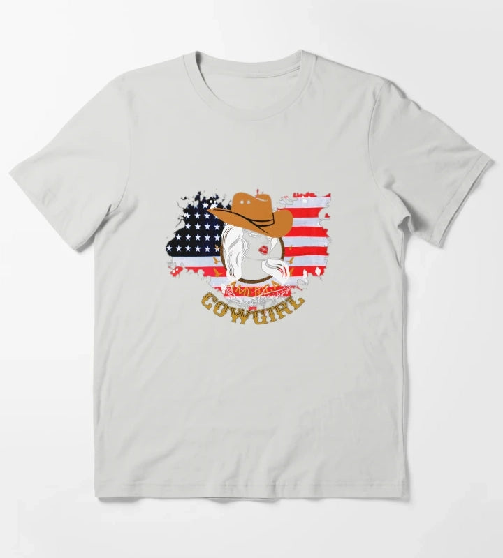 Western cowgirl American cowgirl T-Shirt Light Grey