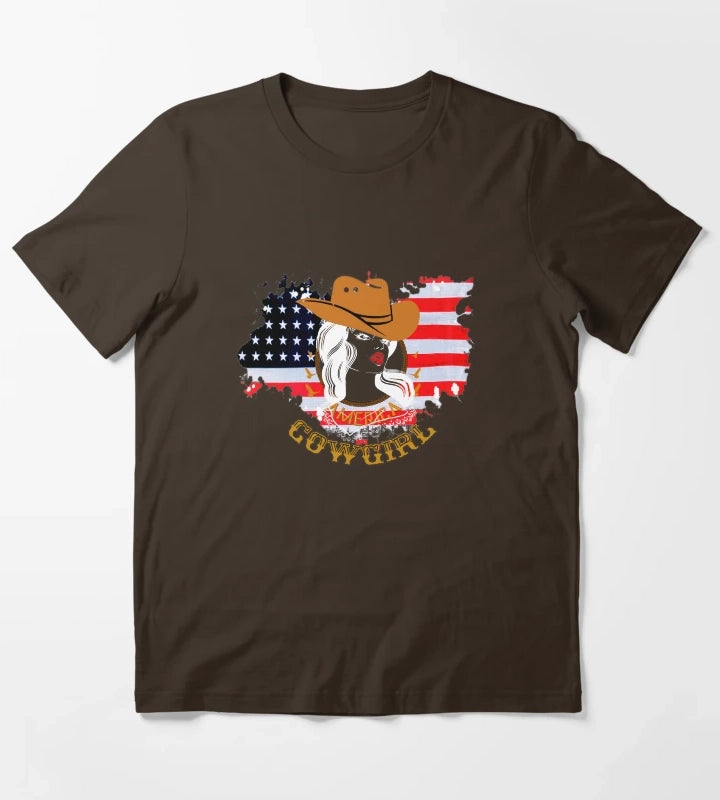 Western cowgirl American cowgirl T-Shirt Brown