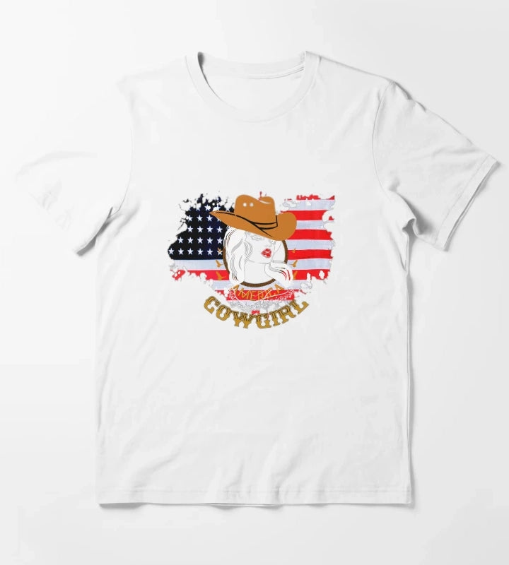 Western cowgirl American cowgirl T-Shirt White