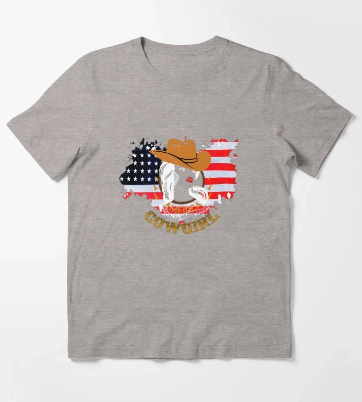 Western cowgirl American cowgirl T-Shirt Heather Grey
