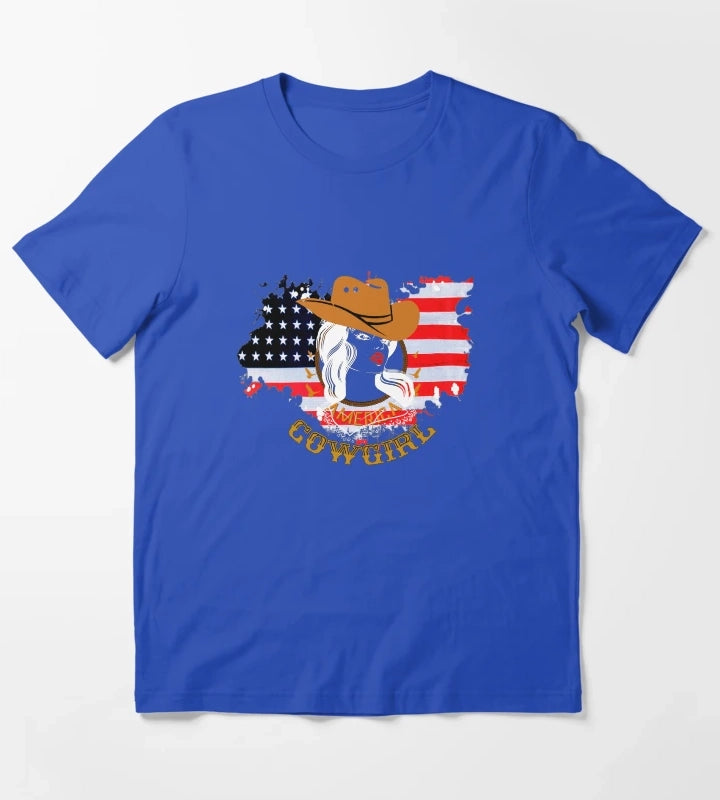 Western cowgirl American cowgirl T-Shirt Blue