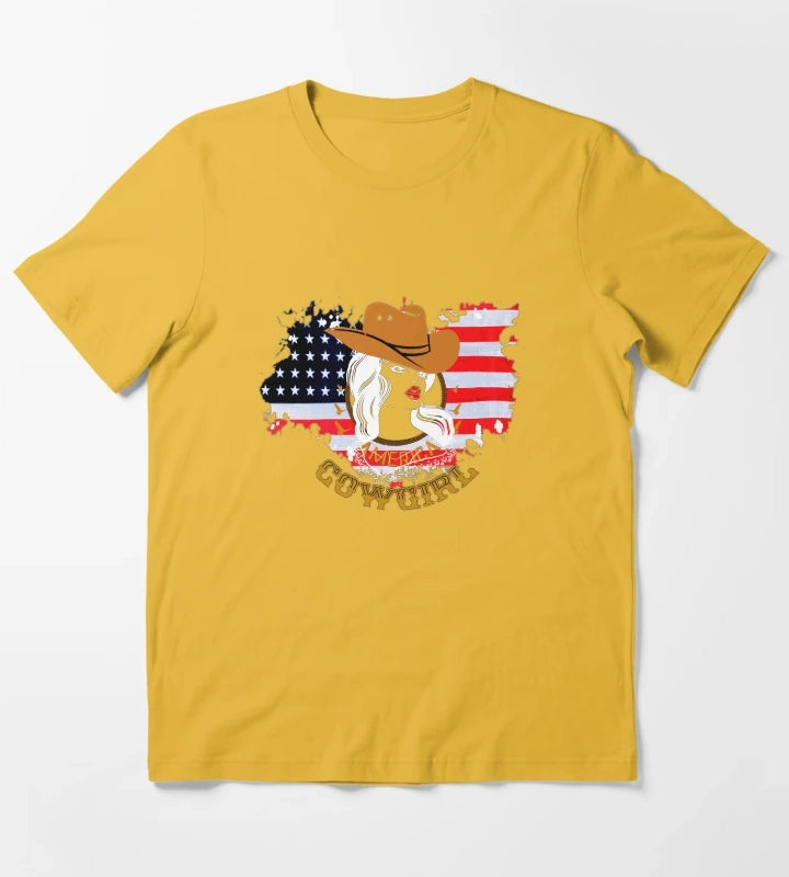 Western cowgirl American cowgirl T-Shirt Yellow