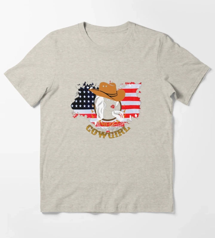 Western cowgirl American cowgirl T-Shirt Cream