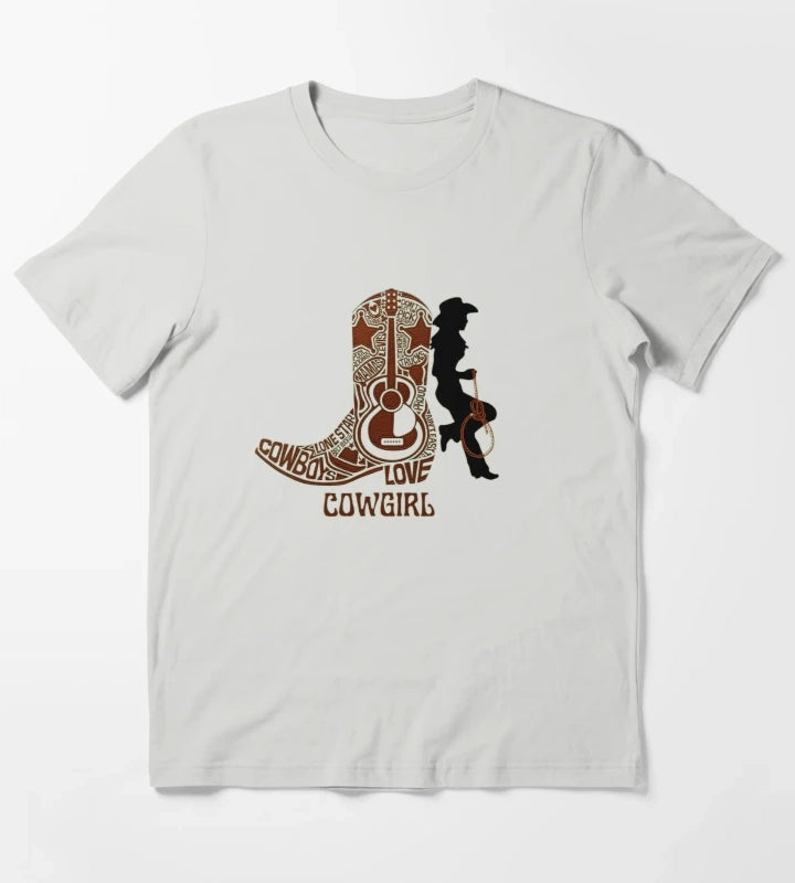 Western cowgirl and cowgirl boot T-Shirt Light Grey