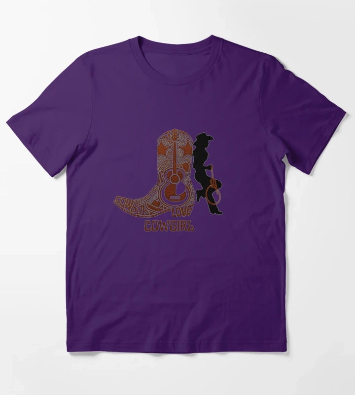 Western cowgirl and cowgirl boot T-Shirt Purple