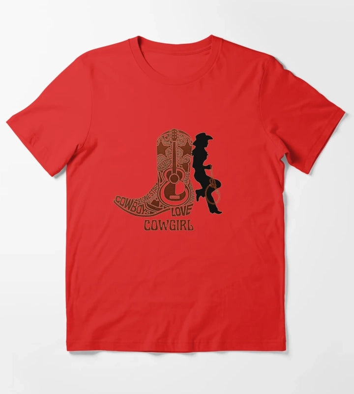 Western cowgirl and cowgirl boot T-Shirt Red