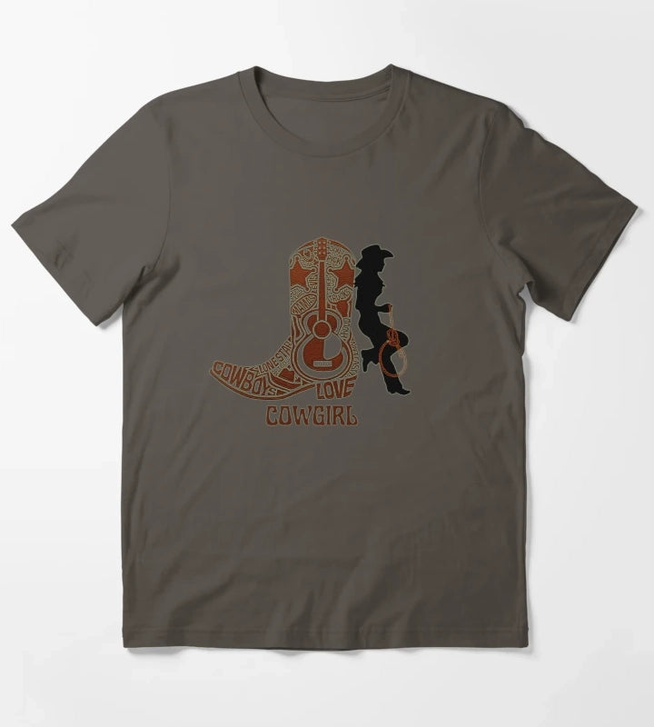 Western cowgirl and cowgirl boot T-Shirt Dark Grey