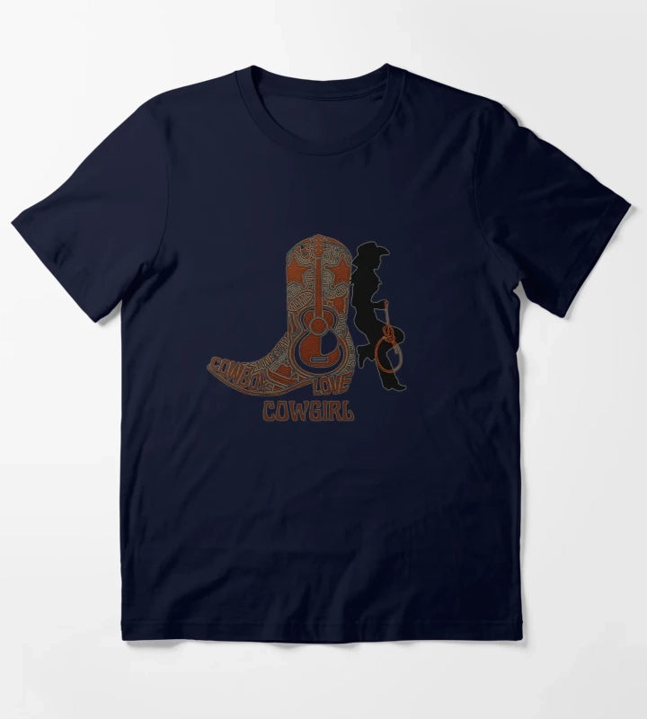 Western cowgirl and cowgirl boot T-Shirt Navy