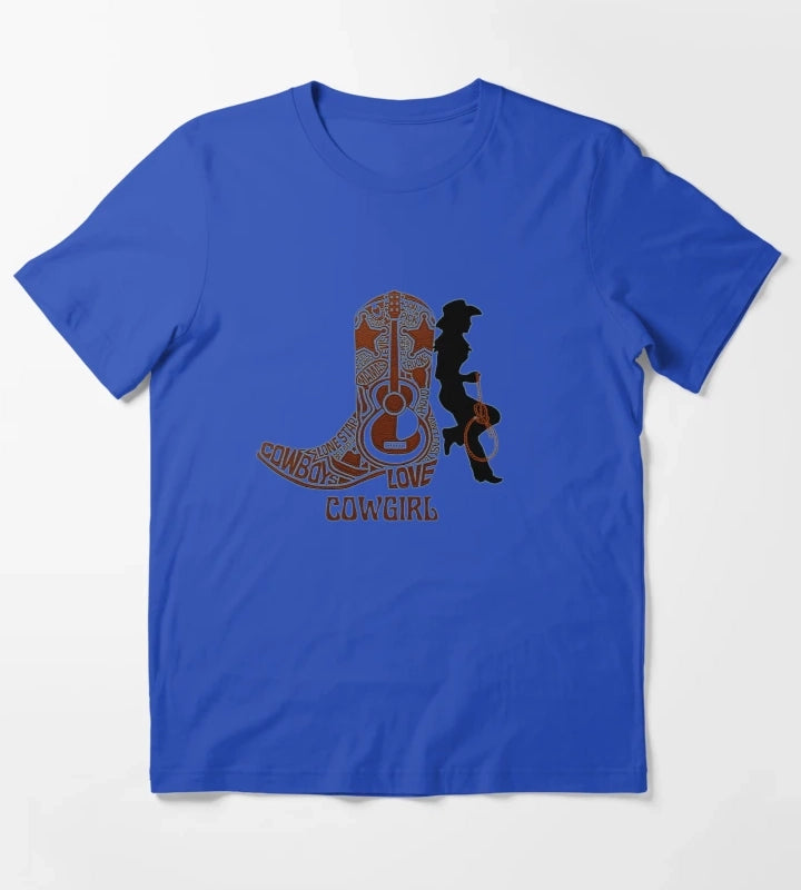 Western cowgirl and cowgirl boot T-Shirt Blue