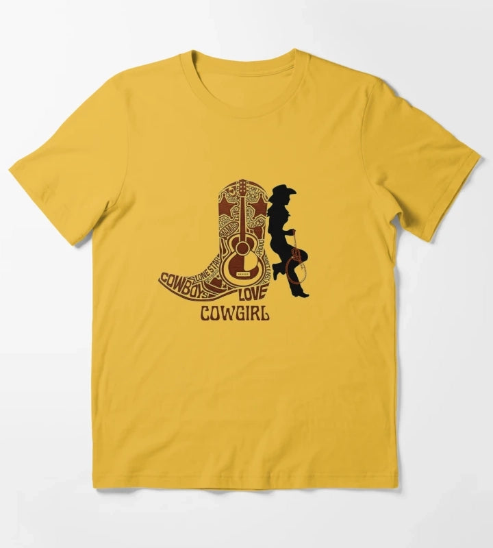 Western cowgirl and cowgirl boot T-Shirt Yellow