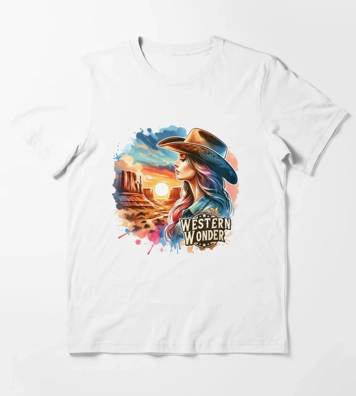 Western wonder Cowgirl Hustle Spirit Apparel Mugs Stickers More T-Shirt White