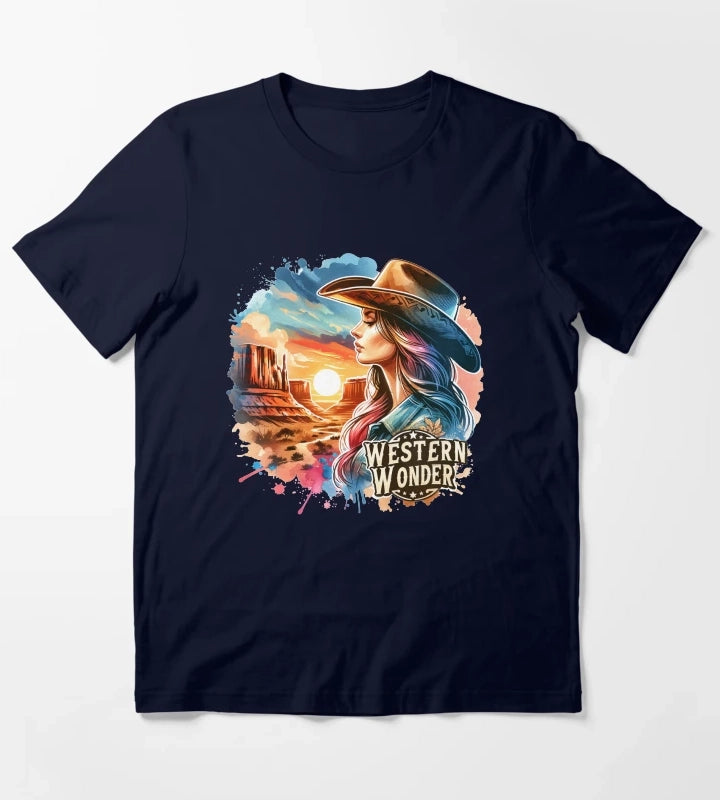 Western wonder Cowgirl Hustle Spirit Apparel Mugs Stickers More T-Shirt Navy