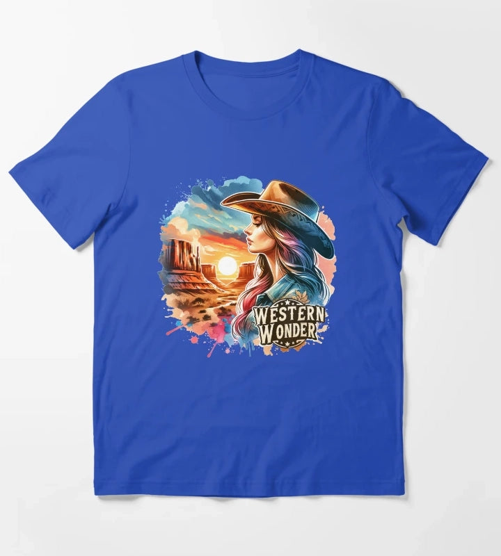 Western wonder Cowgirl Hustle Spirit Apparel Mugs Stickers More T-Shirt Blue