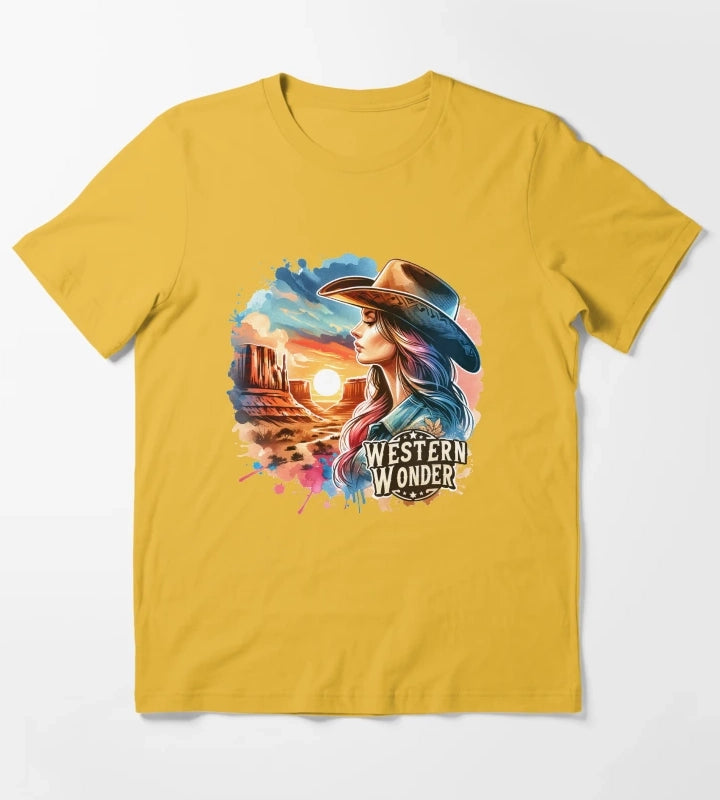Western wonder Cowgirl Hustle Spirit Apparel Mugs Stickers More T-Shirt Yellow