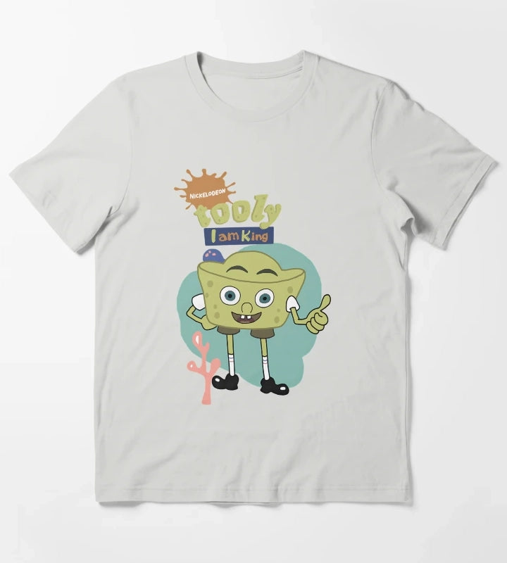 Whimsical Sponge Character T-Shirt Light Grey