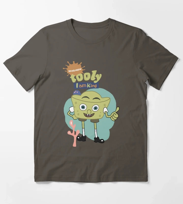 Whimsical Sponge Character T-Shirt Dark Grey