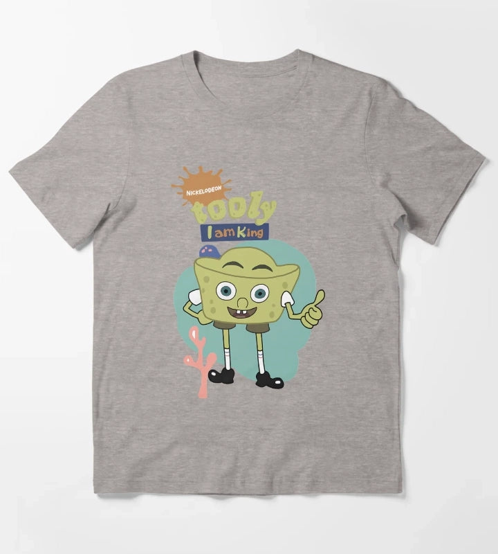 Whimsical Sponge Character T-Shirt Heather Grey