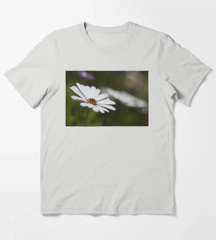 White Cape Daisy Flowers T-Shirt Light Grey