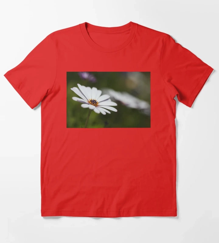 White Cape Daisy Flowers T-Shirt Red