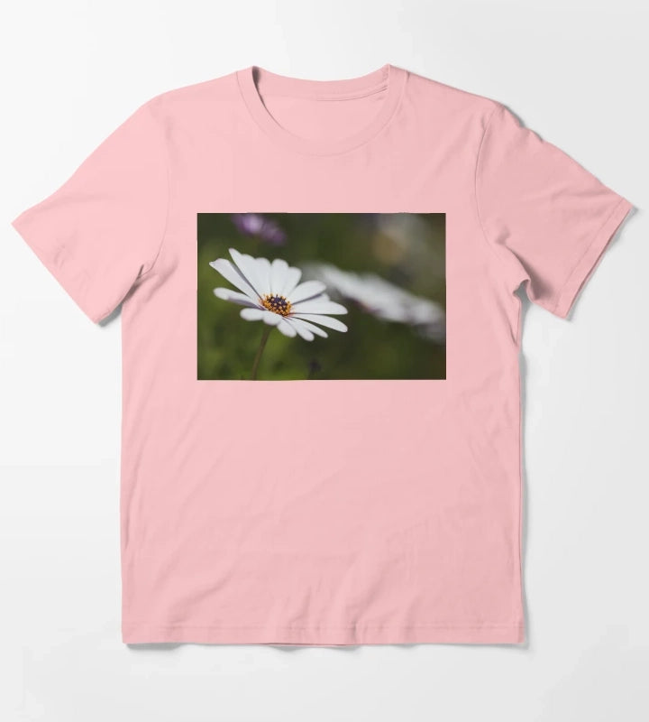 White Cape Daisy Flowers T-Shirt Dark Grey