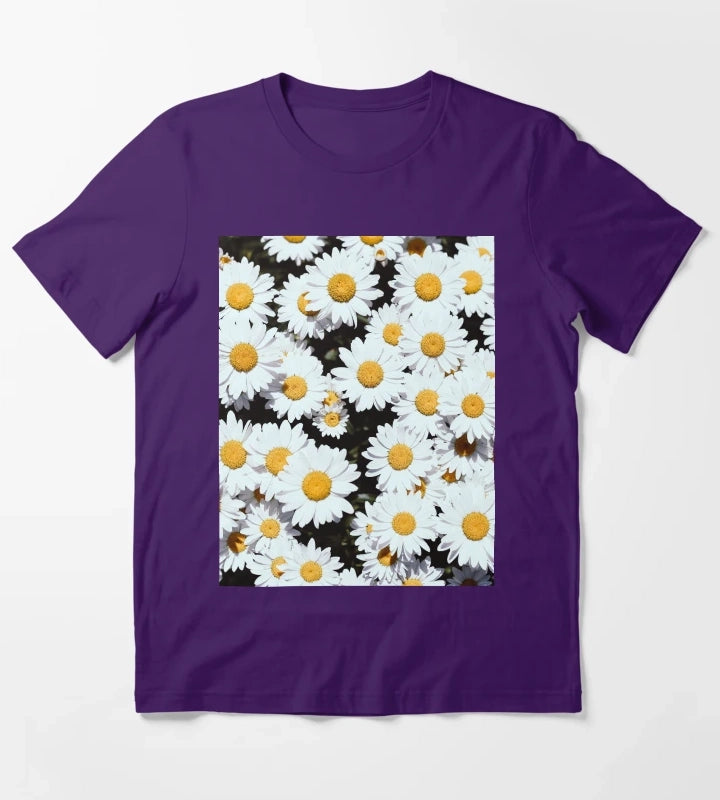 White Daisy Flowers Blooming T-Shirt Purple