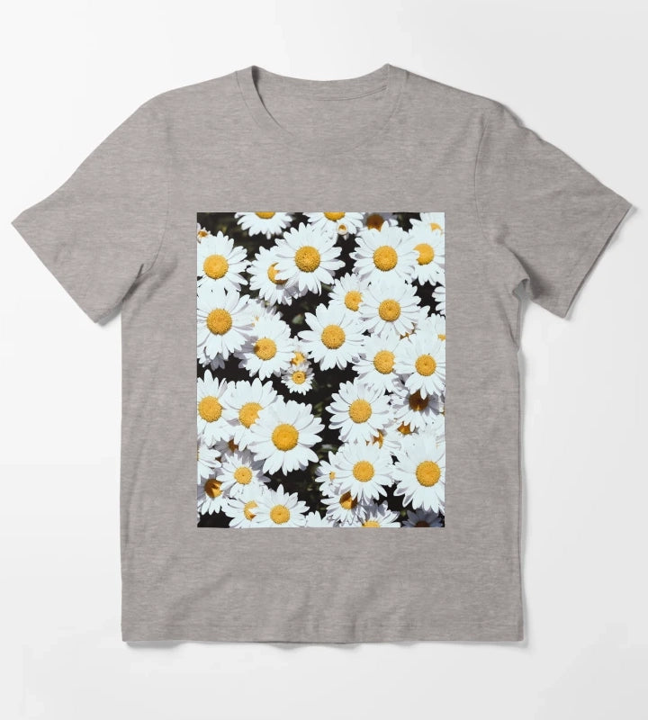 White Daisy Flowers Blooming T-Shirt Heather Grey