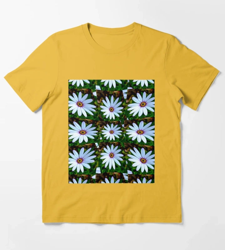 White Daisy Pattern T-Shirt Yellow