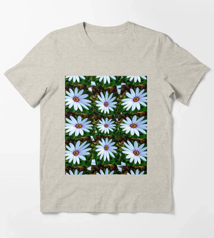 White Daisy Pattern T-Shirt Cream