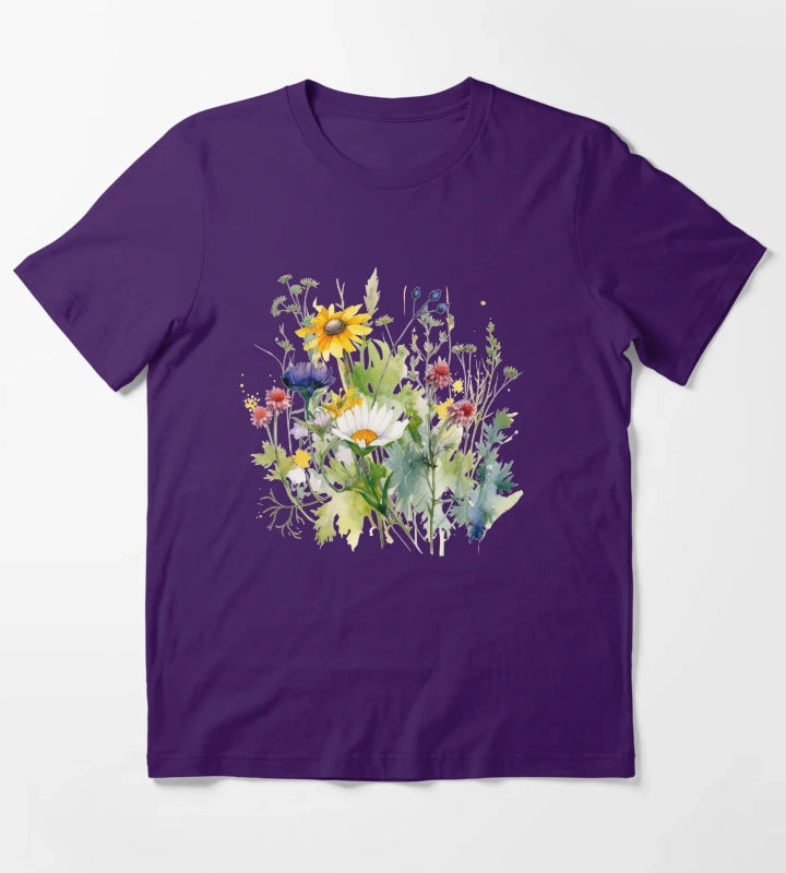 Wild Flowers Botanical Flower Nature T-Shirt Purple
