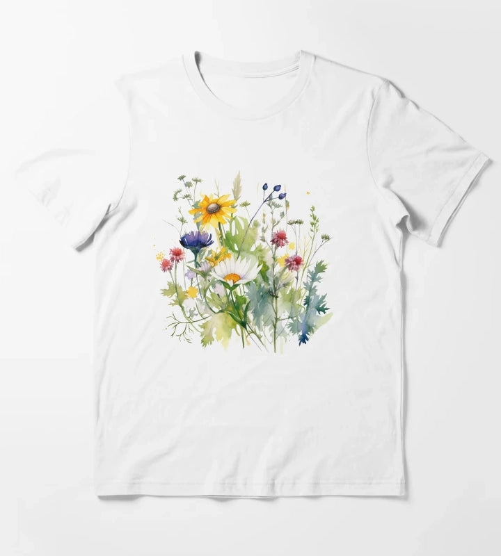 Wild Flowers Botanical Flower Nature T-Shirt White