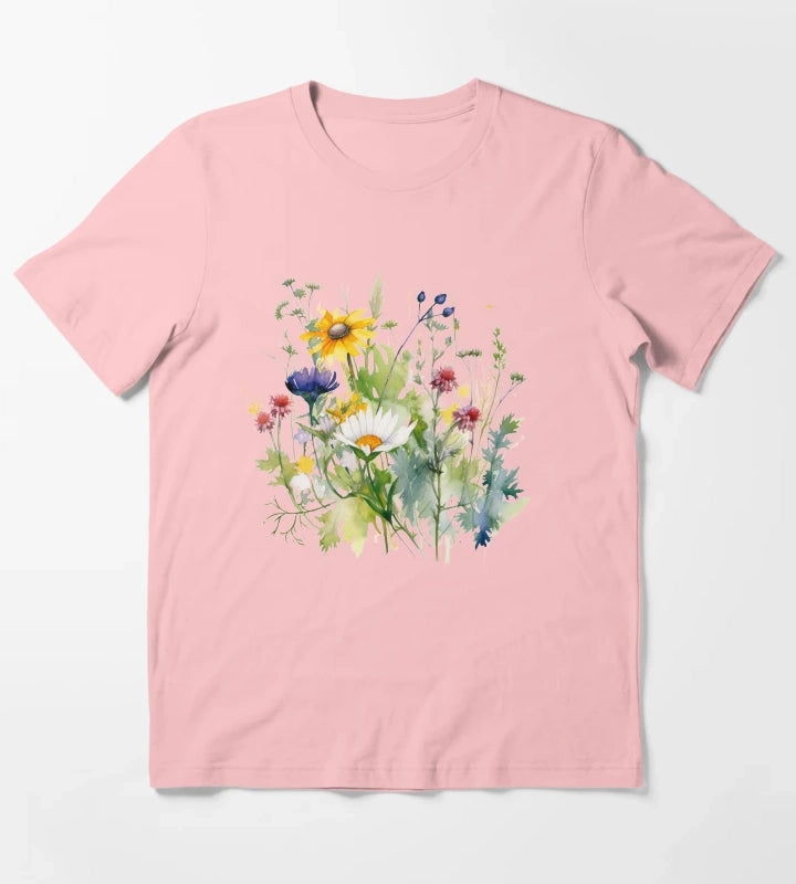 Wild Flowers Botanical Flower Nature T-Shirt Dark Grey