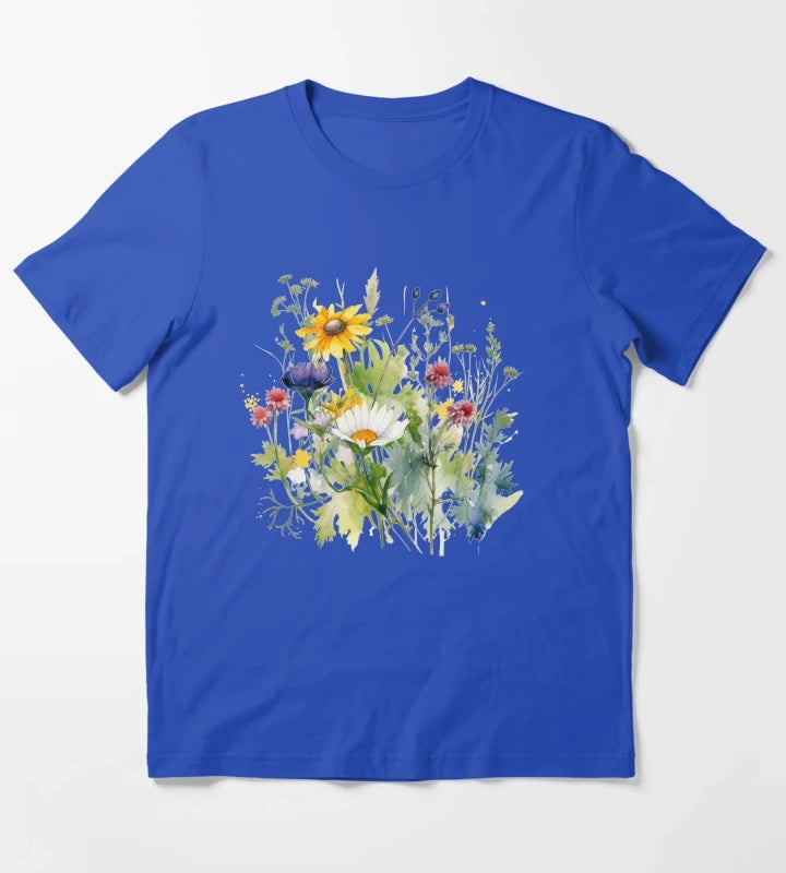 Wild Flowers Botanical Flower Nature T-Shirt Blue