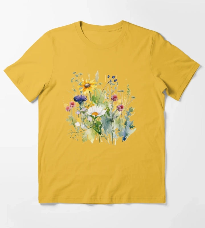 Wild Flowers Botanical Flower Nature T-Shirt Yellow